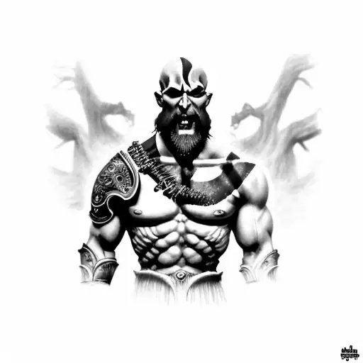 kratos like skeleton tattoo design idea