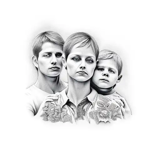 mother and two sons tattoo design idea