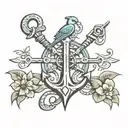 anchor cross bird tattoo design idea
