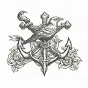 anchor cross bird tattoo design idea