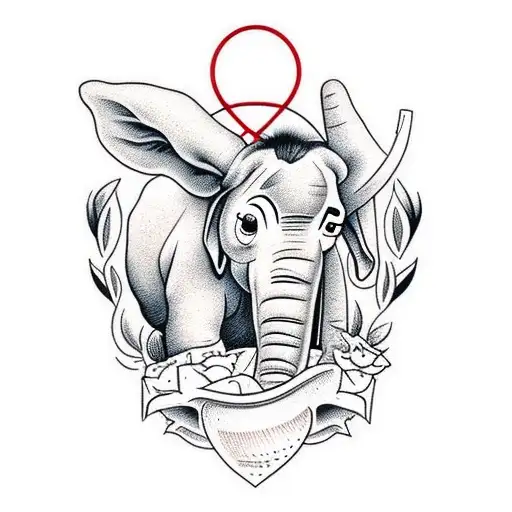 donkey and elephant friends tattoo design idea
