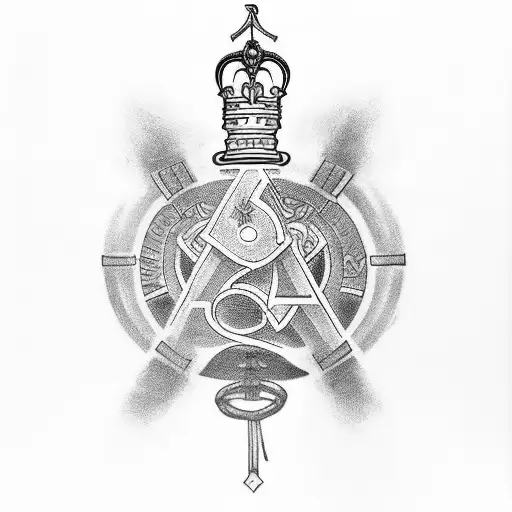 TATTOO ON THE TRAPEZE WITH DATE IN ROMAN NUMBERS I - IX - MCMLIII AND THE CROWN OF A KING tattoo design idea
