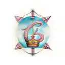 TATTOO ON THE TRAPEZE WITH DATE IN ROMAN NUMBERS I - IX - MCMLIII AND THE CROWN OF A KING tattoo design idea