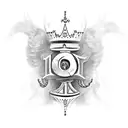 TATTOO ON THE TRAPEZE WITH DATE IN ROMAN NUMBERS I - IX - MCMLIII AND THE CROWN OF A KING tattoo design idea