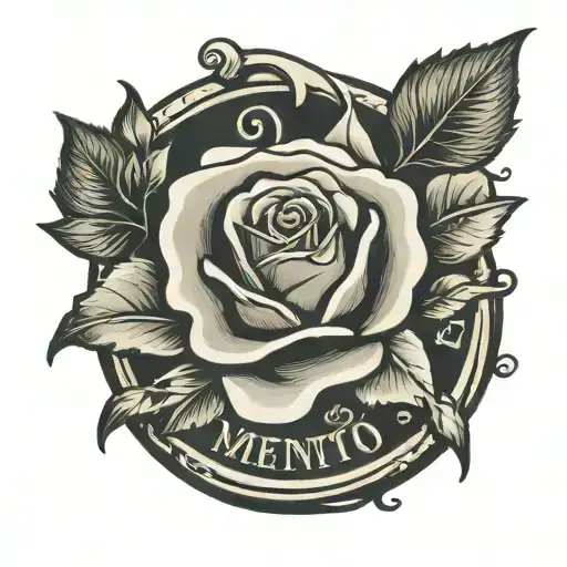 wax seal of rose and the words memento vivere tattoo design idea