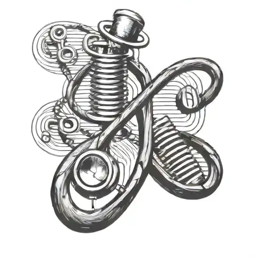 A tattoo design combining musical notes and stethoscopes to represent the client's love for music and nursing tattoo design idea