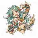 Waifu Ahegao tattoo design idea