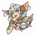 Waifu Ahegao tattoo design idea