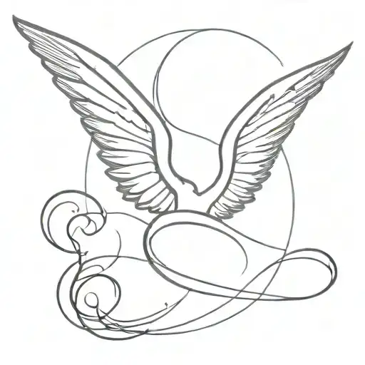 Devil horn behind angels wings flying tattoo design idea