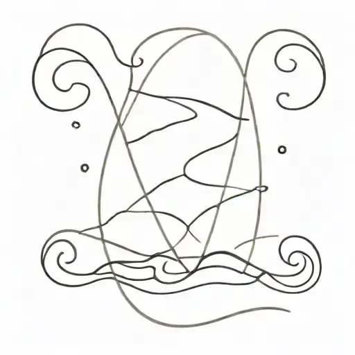 simple, add lyrics from Inertia by AJR, use inspiration from The Maybe Man album cover, ocean tattoo design idea