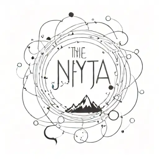 use inspiration from "The Maybe Man" album cover, incorporate lyrics from the song "Inertia" by AJR, ocean, simple,  tattoo design idea