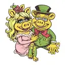 Miss Piggy and Kermit the frog reverse sexes tattoo design idea