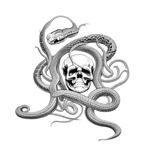 full snake body skeleton  tattoo design idea