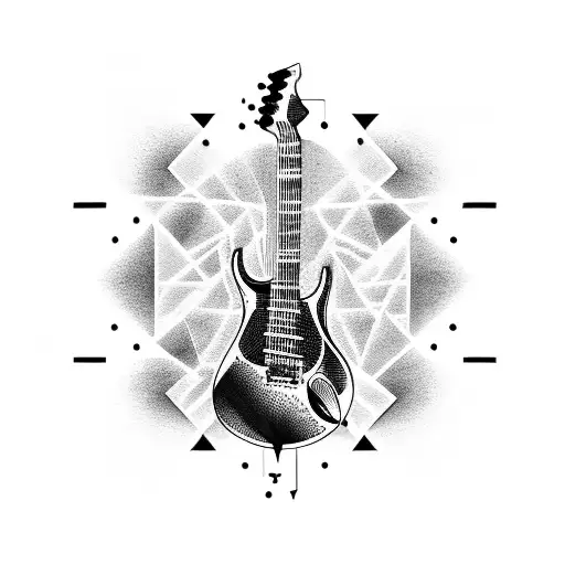 electric guitar with single cut style tattoo design idea