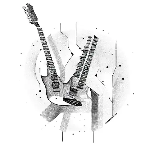 electric guitar with single cut style tattoo design idea
