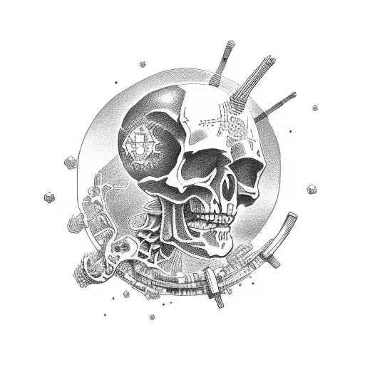 skeleton space cowboy tattoo design idea