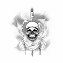 skull space cowboy tattoo design idea