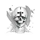 skull space cowboy tattoo design idea