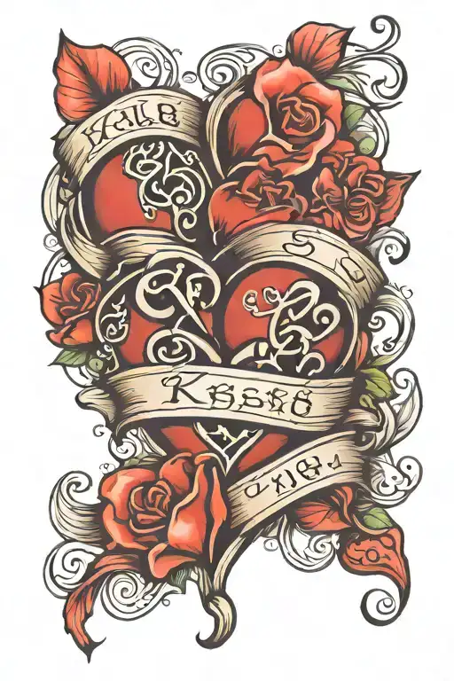 4 heart tattoo with numbers  tattoo design idea