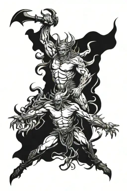 inner demons fighting tattoo design idea