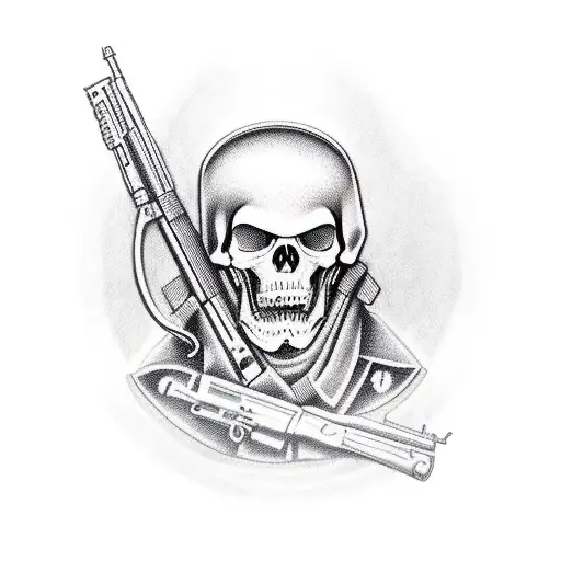 Grim Reaper as a soldier holding a rifle tattoo design idea