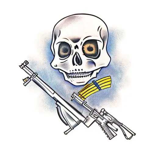skeleton soldier holding a rifle tattoo design idea