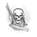 Grim Reaper as a soldier holding a rifle tattoo design idea