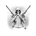 Grim Reaper as a soldier holding a rifle tattoo design idea