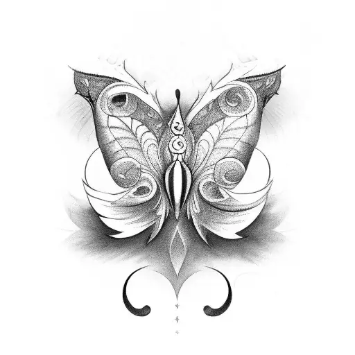 clave de sol con alas de mariposa tattoo design idea