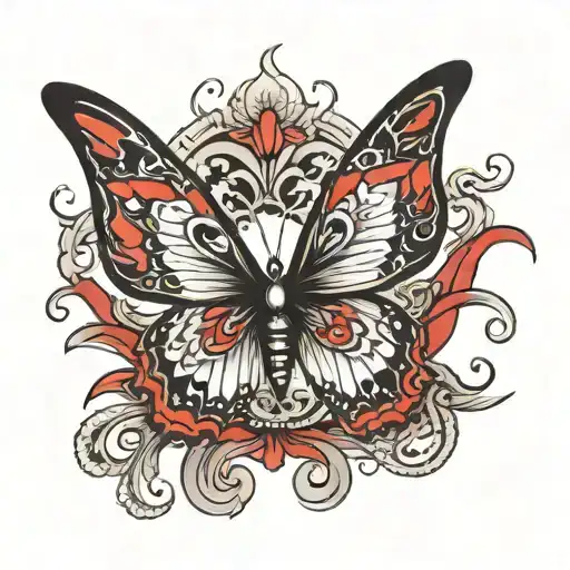 butterfly half red half black tattoo design tattoo design idea