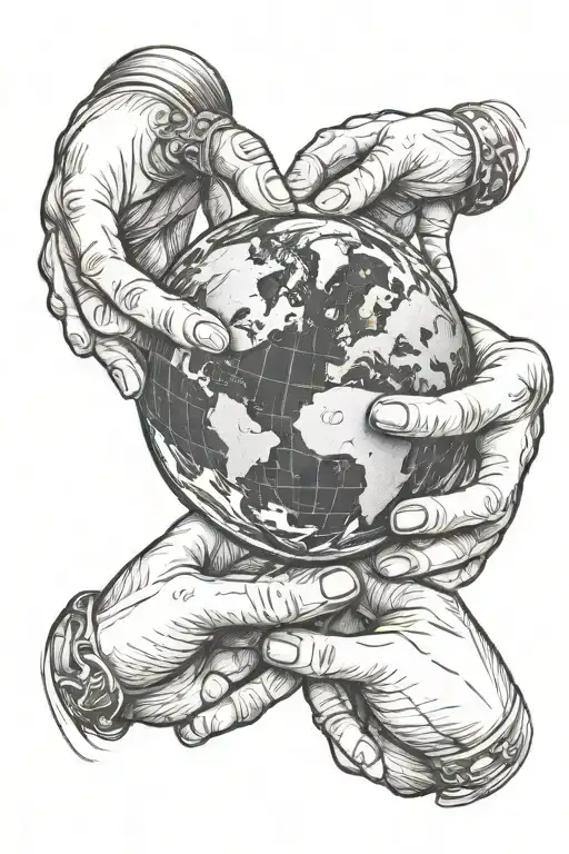 hands controlling the earth  tattoo design idea
