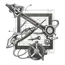 tools and blueprints in a curcular form with soldering and pliers  tattoo design idea