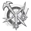 tools and blueprints in a curcular form with soldering and pliers  tattoo design idea