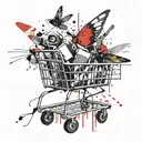 fly with a shopping cart tattoo design idea