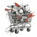 fly with a shopping cart tattoo design idea