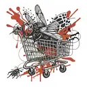 fly with a shopping cart tattoo design idea