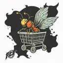 fly with a shopping cart tattoo design idea