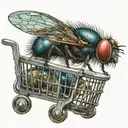 a fly is pushing a shopping cart tattoo design idea