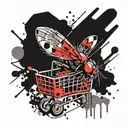 a fly is pushing a shopping cart tattoo design idea