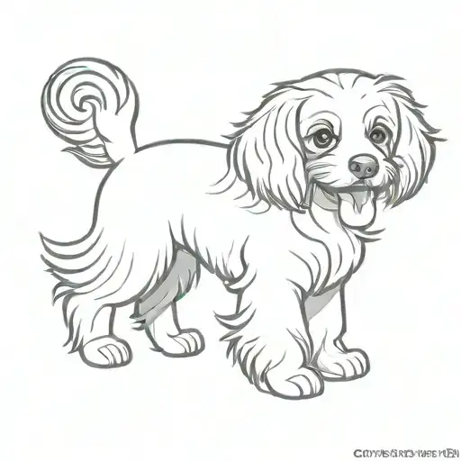 Cavachon dog playing tattoo design idea