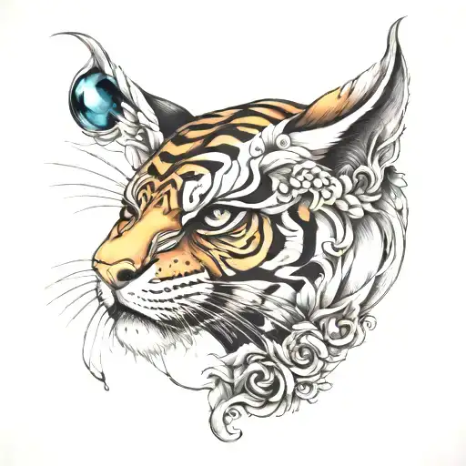 tiger's eye and lucifer's last tear tattoo design idea