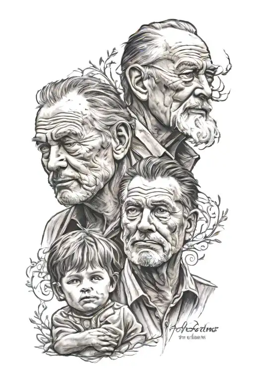 father and two sons  tattoo design idea