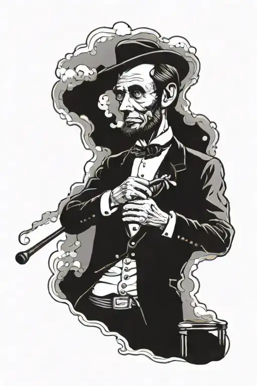 abraham lincoln golfing and smoking a brisket tattoo design idea