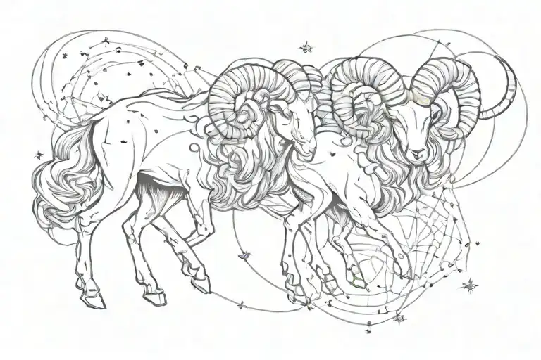 Aries constellation intertwined tattoo design idea