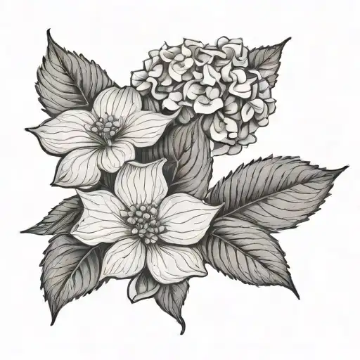a hydrangea flower to represent my late mother with the stem reading love you always mom  tattoo design idea