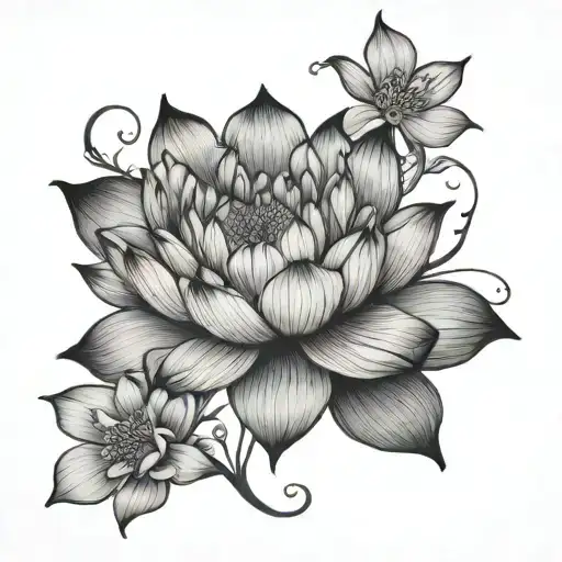 lotus flower with wild rose growing inside tattoo design idea