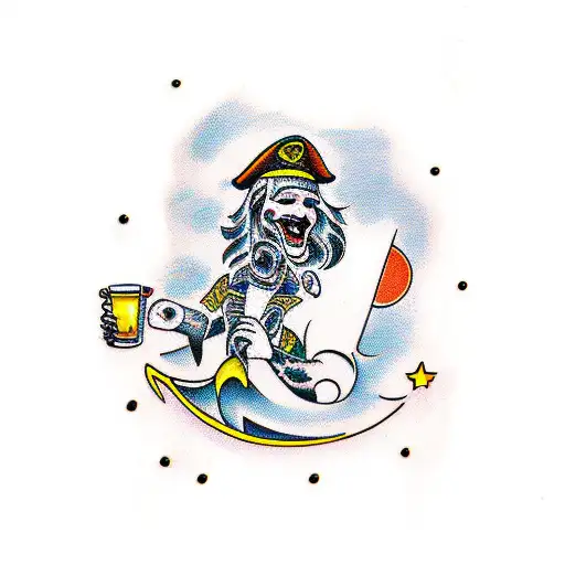 orange juice with a happy facr tattoo design idea