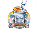 orange juice with a face tattoo design idea