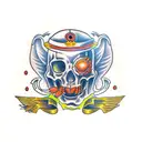 orange juice with a face tattoo design idea