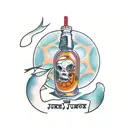 orange juice with a face tattoo design idea